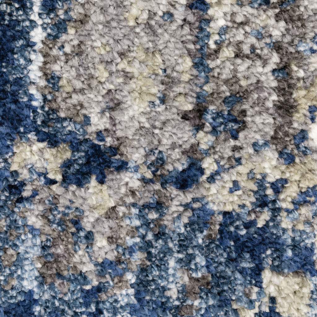 10' X 13' Blue And Grey Abstract Shag Power Loom Stain Resistant Area Rug - Homeroots - Flyclothing LLC