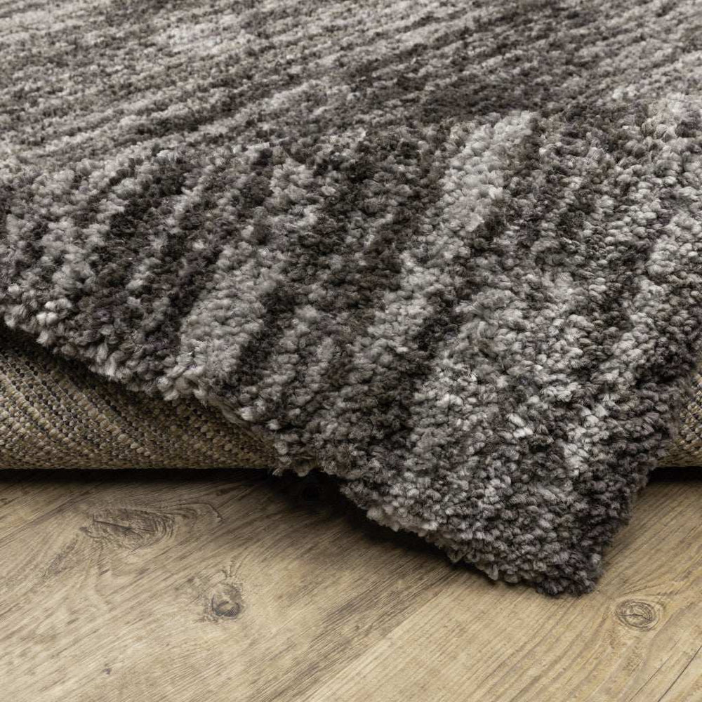 10' X 13' Charcoal Shag Power Loom Stain Resistant Area Rug - Homeroots - Flyclothing LLC