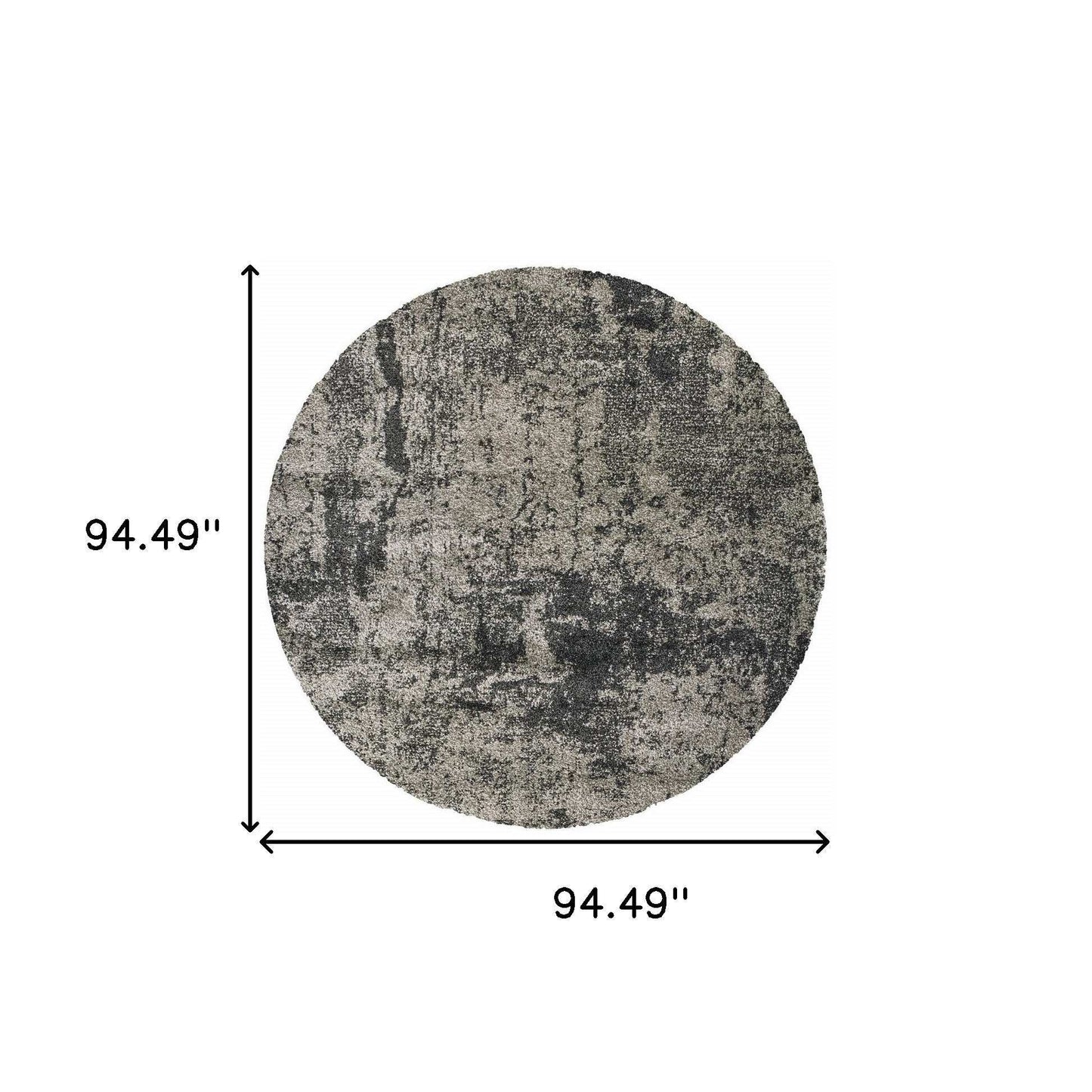 8' Grey Round Abstract Power Loom Stain Resistant Area Rug - Homeroots - Flyclothing LLC