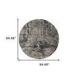 8' Grey Round Abstract Power Loom Stain Resistant Area Rug - Homeroots - Flyclothing LLC