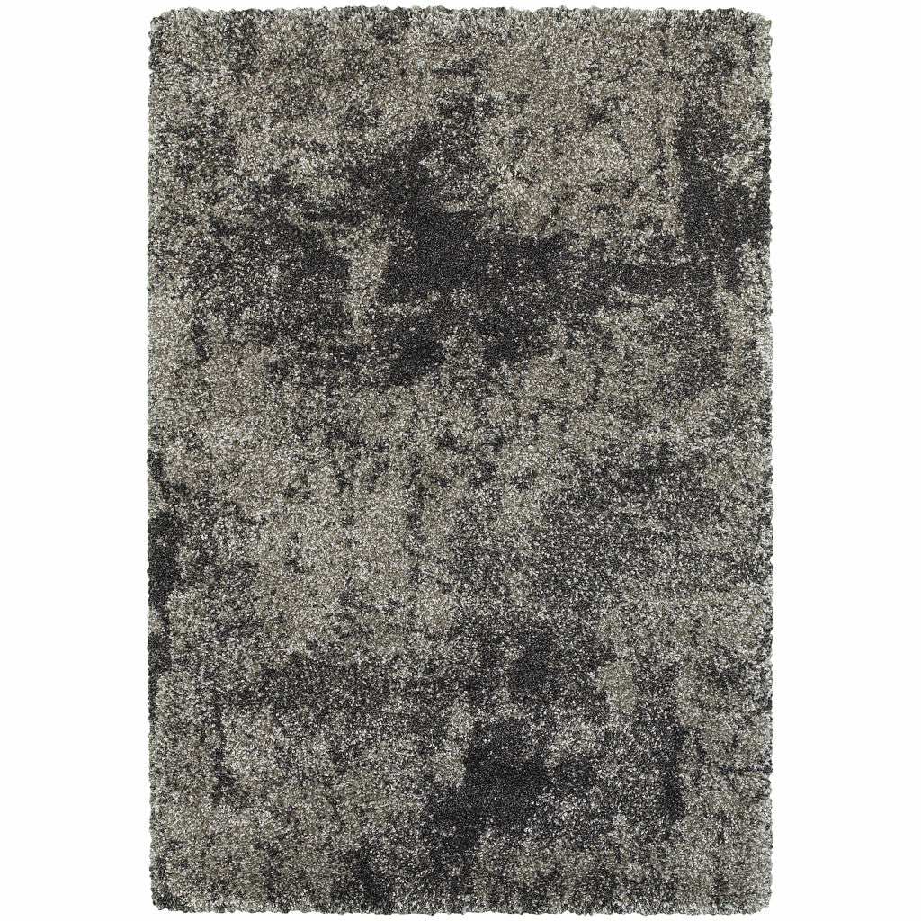 8' X 11' Charcoal Silver And Grey Abstract Shag Power Loom Stain Resistant Area Rug - Homeroots - Flyclothing LLC