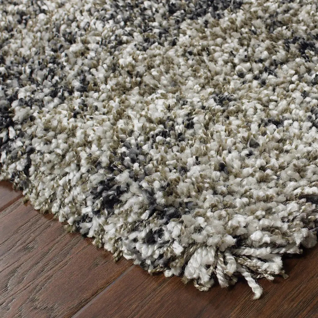 8' X 11' Charcoal Silver And Grey Abstract Shag Power Loom Stain Resistant Area Rug - Homeroots - Flyclothing LLC