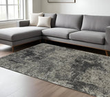 8' X 11' Charcoal Silver And Grey Abstract Shag Power Loom Stain Resistant Area Rug - Homeroots - Flyclothing LLC