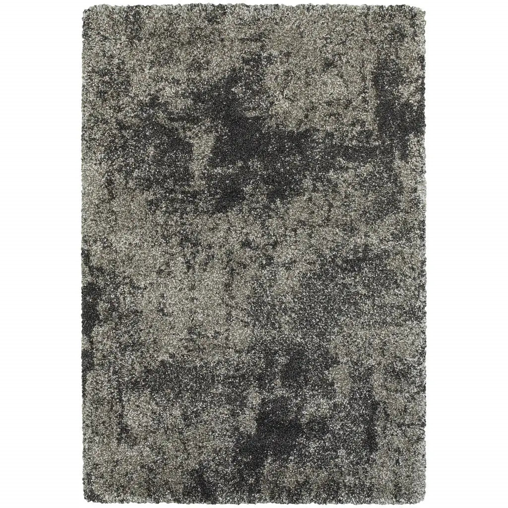 10' X 13' Charcoal Silver And Grey Abstract Shag Power Loom Stain Resistant Area Rug - Homeroots - Flyclothing LLC