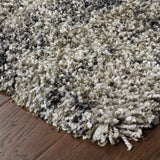 10' X 13' Charcoal Silver And Grey Abstract Shag Power Loom Stain Resistant Area Rug - Homeroots