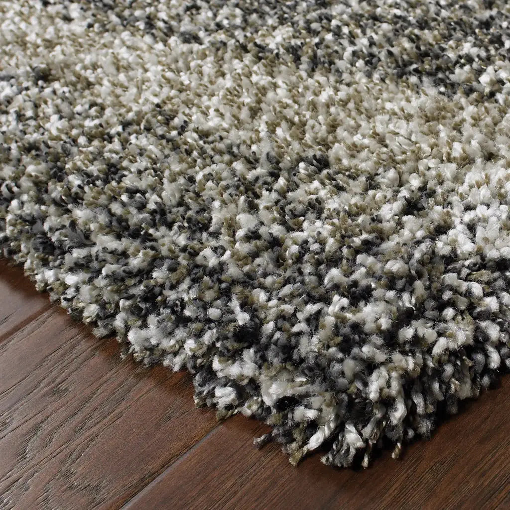 2' X 3' Charcoal Silver And Grey Abstract Shag Power Loom Stain Resistant Area Rug - Homeroots - Flyclothing LLC