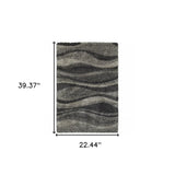 2' X 3' Charcoal Silver And Grey Abstract Shag Power Loom Stain Resistant Area Rug - Homeroots - Flyclothing LLC