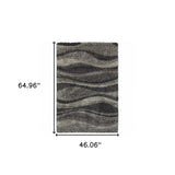 4' X 6' Charcoal Silver And Grey Abstract Shag Power Loom Stain Resistant Area Rug - Homeroots - Flyclothing LLC