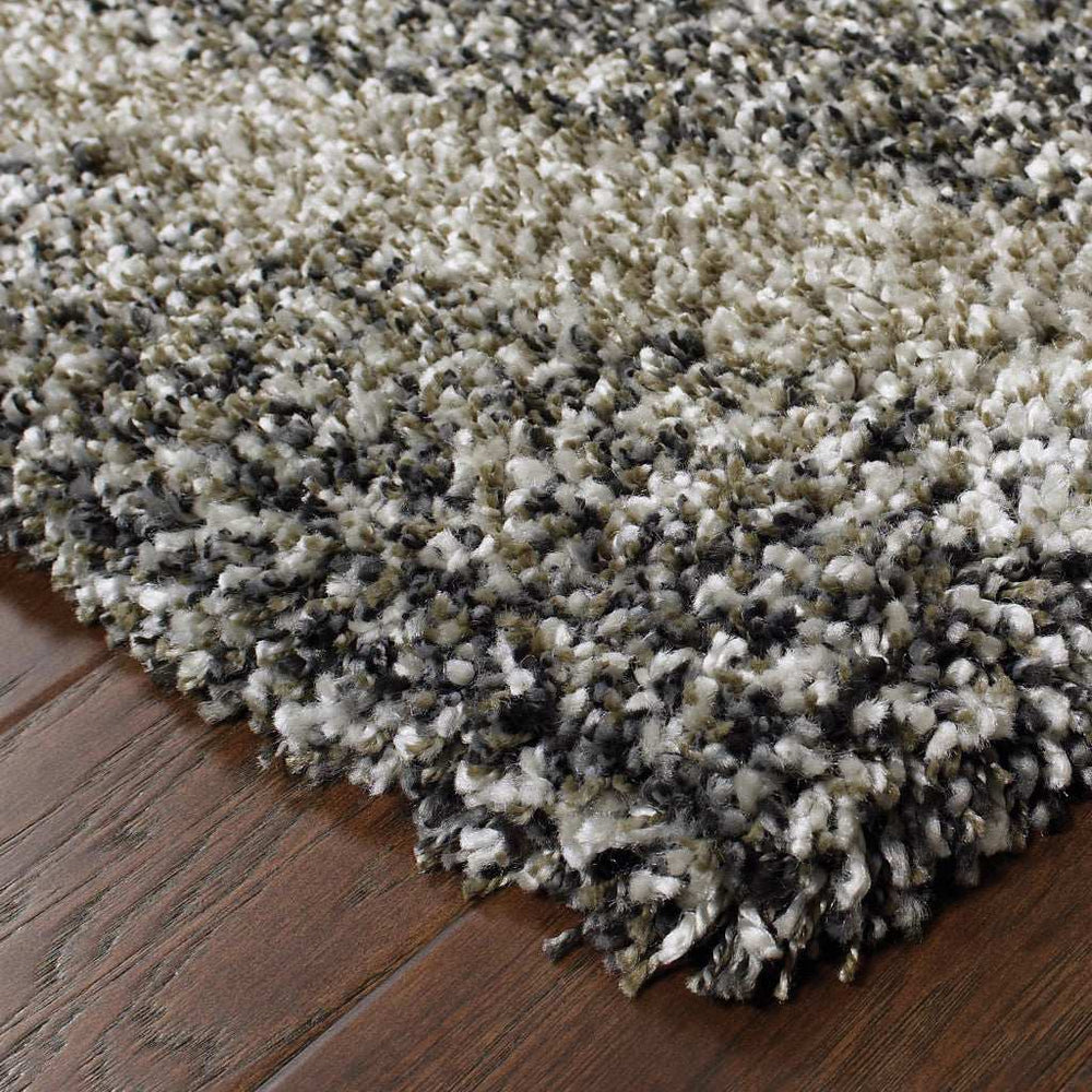 5' X 8' Charcoal Silver And Grey Abstract Shag Power Loom Stain Resistant Area Rug - Homeroots - Flyclothing LLC