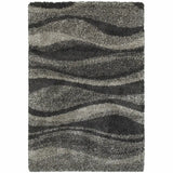 8' X 11' Charcoal Silver And Grey Abstract Shag Power Loom Stain Resistant Area Rug - Homeroots - Flyclothing LLC