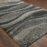 10' X 13' Charcoal Silver And Grey Abstract Shag Power Loom Stain Resistant Area Rug - Homeroots - Flyclothing LLC