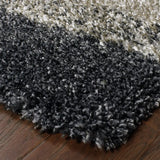 2' X 8' Charcoal Silver And Grey Geometric Shag Power Loom Stain Resistant Runner Rug - Homeroots - Flyclothing LLC