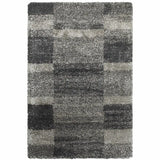 4' X 6' Charcoal Silver And Grey Geometric Shag Power Loom Stain Resistant Area Rug - Homeroots - Flyclothing LLC