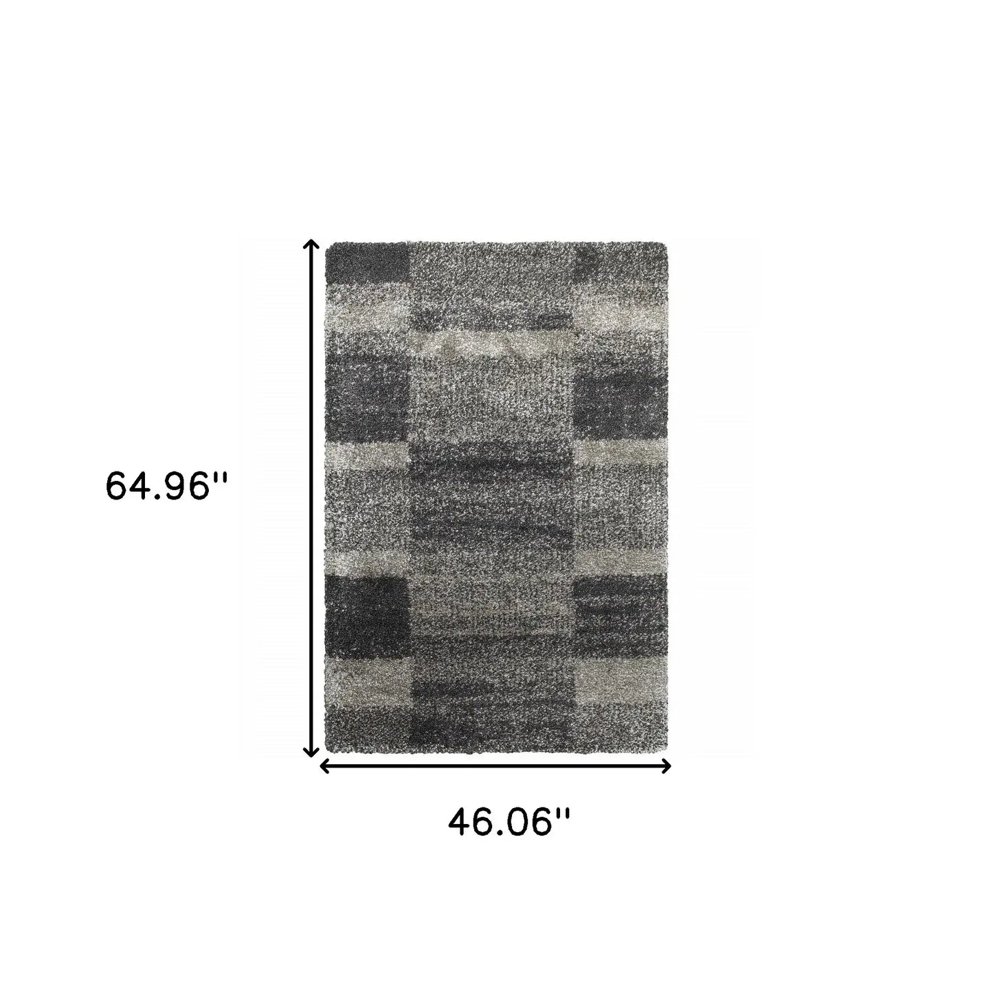 4' X 6' Charcoal Silver And Grey Geometric Shag Power Loom Stain Resistant Area Rug - Homeroots - Flyclothing LLC
