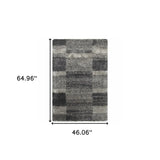 4' X 6' Charcoal Silver And Grey Geometric Shag Power Loom Stain Resistant Area Rug - Homeroots - Flyclothing LLC