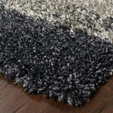 5' X 8' Black and Gray Geometric Shag Power Loom Area Rug - Homeroots - Flyclothing LLC