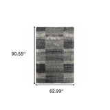 5' X 8' Black and Gray Geometric Shag Power Loom Area Rug - Homeroots - Flyclothing LLC