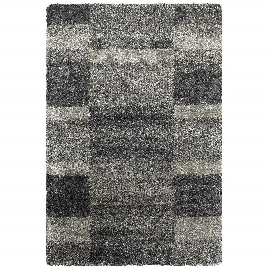 6' X 9' Charcoal Silver And Grey Geometric Shag Power Loom Stain Resistant Area Rug - Homeroots - Flyclothing LLC