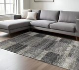6' X 9' Charcoal Silver And Grey Geometric Shag Power Loom Stain Resistant Area Rug - Homeroots - Flyclothing LLC