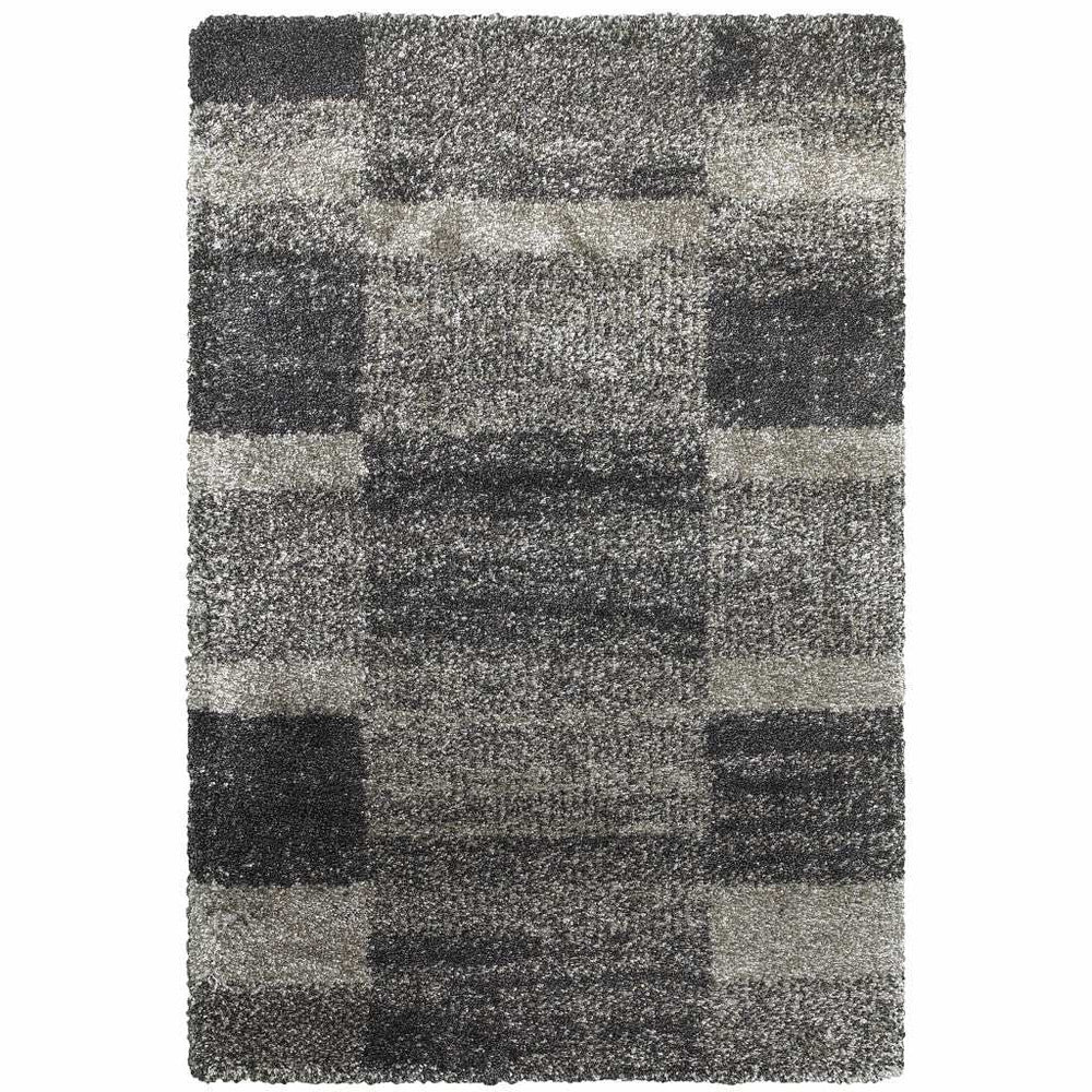 8' X 11' Gray Geometric Shag Power Loom Area Rug - Homeroots - Flyclothing LLC