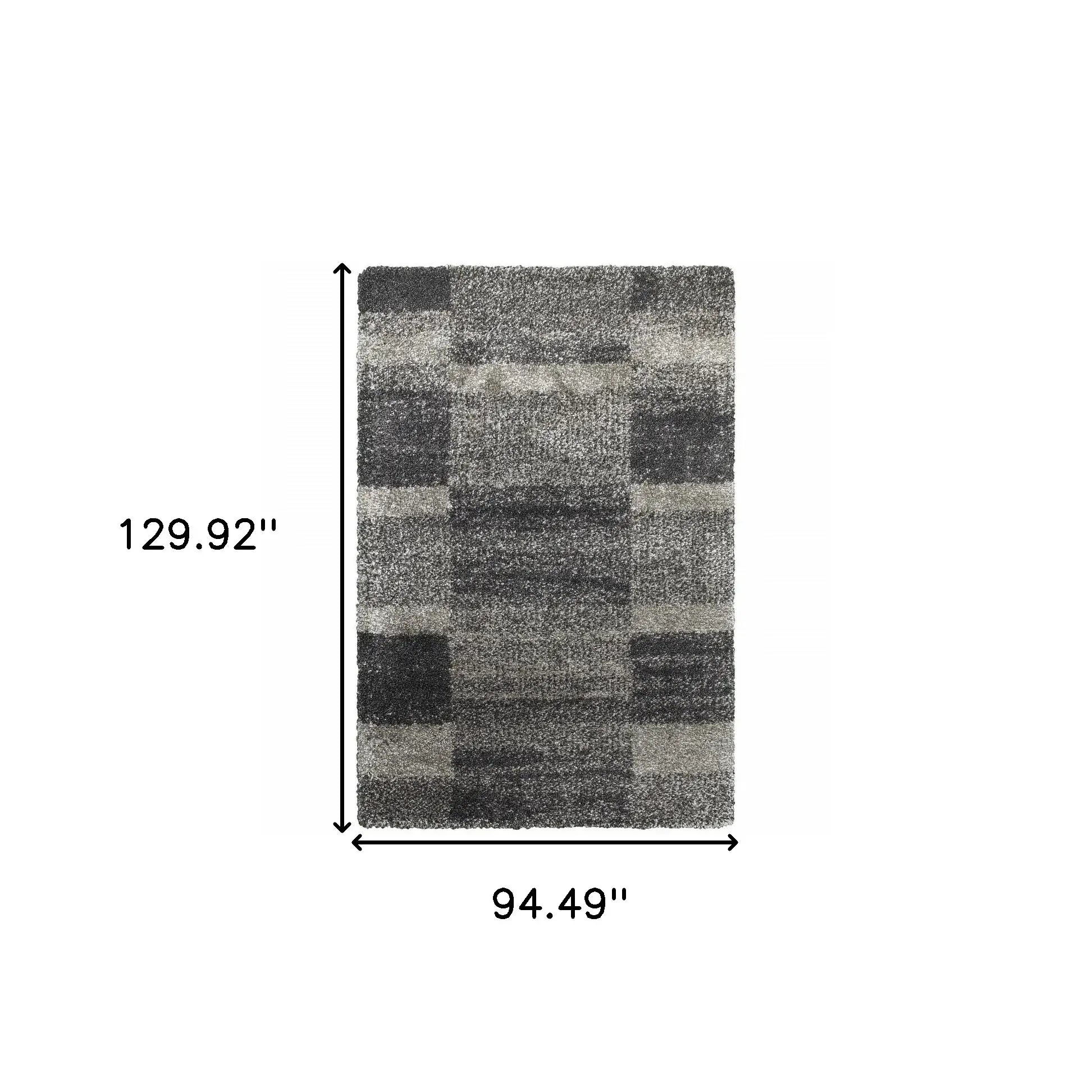 8' X 11' Gray Geometric Shag Power Loom Area Rug - Homeroots - Flyclothing LLC