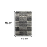 10' X 13' Charcoal Silver And Grey Geometric Shag Power Loom Stain Resistant Area Rug - Homeroots - Flyclothing LLC