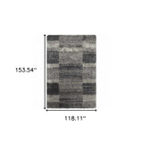 10' X 13' Charcoal Silver And Grey Geometric Shag Power Loom Stain Resistant Area Rug - Homeroots - Flyclothing LLC