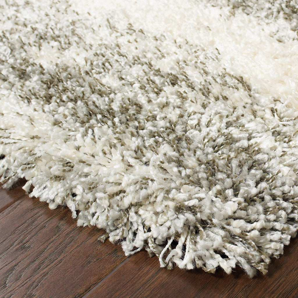 2' X 3' Grey Ivory And Silver Geometric Shag Power Loom Stain Resistant Area Rug - Homeroots - Flyclothing LLC