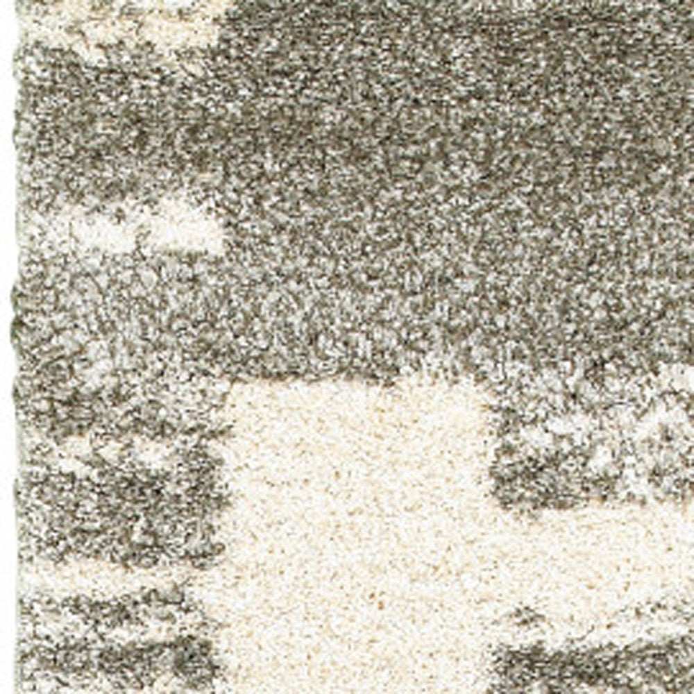 2' X 8' Gray And Ivory Geometric Shag Power Loom Runner Rug - Homeroots - Flyclothing LLC