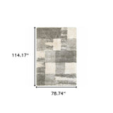 6' X 9' Grey Ivory And Silver Geometric Shag Power Loom Stain Resistant Area Rug - Homeroots - Flyclothing LLC