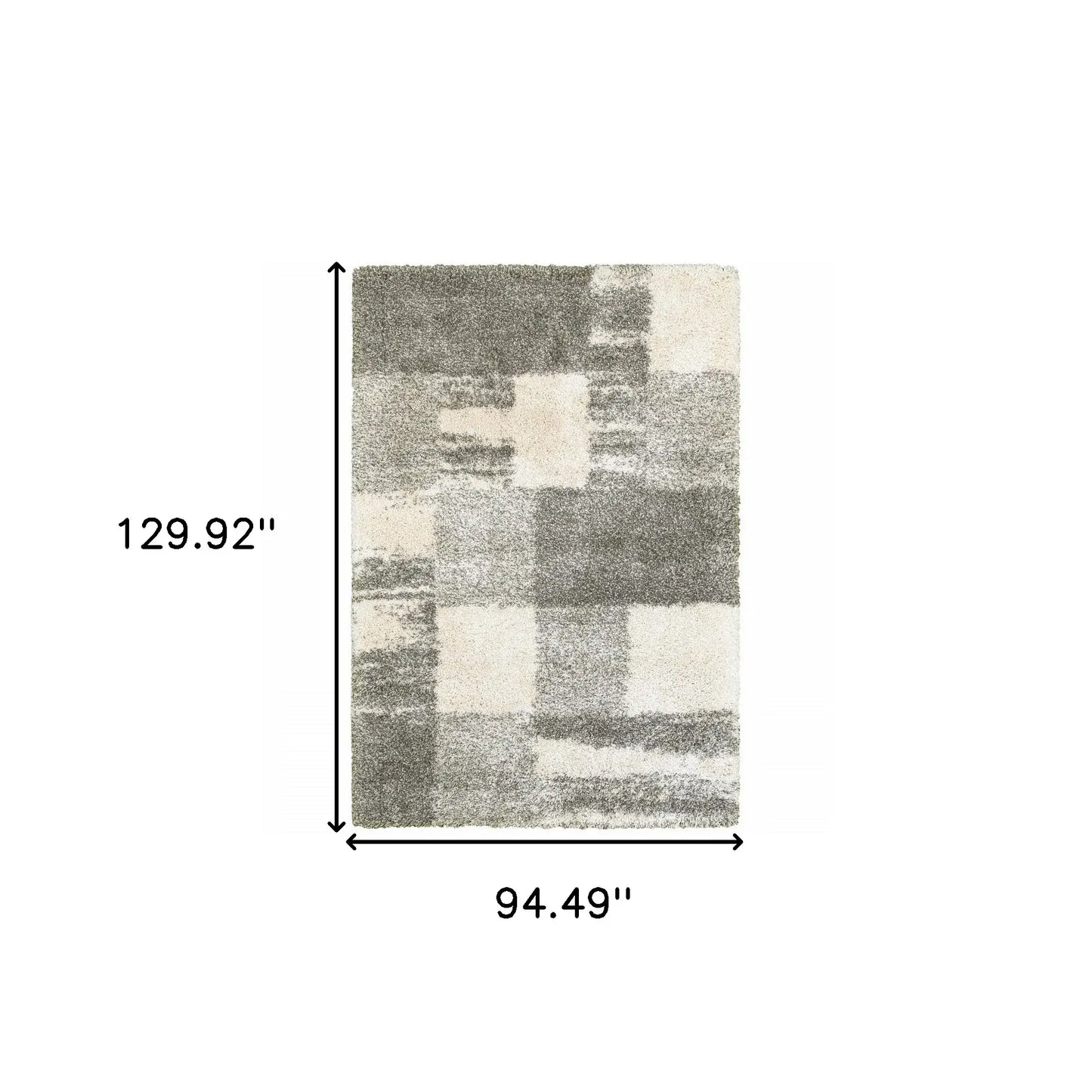 8' X 11' Grey Ivory And Silver Geometric Shag Power Loom Stain Resistant Area Rug - Homeroots - Flyclothing LLC