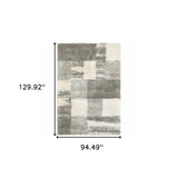 8' X 11' Grey Ivory And Silver Geometric Shag Power Loom Stain Resistant Area Rug - Homeroots - Flyclothing LLC