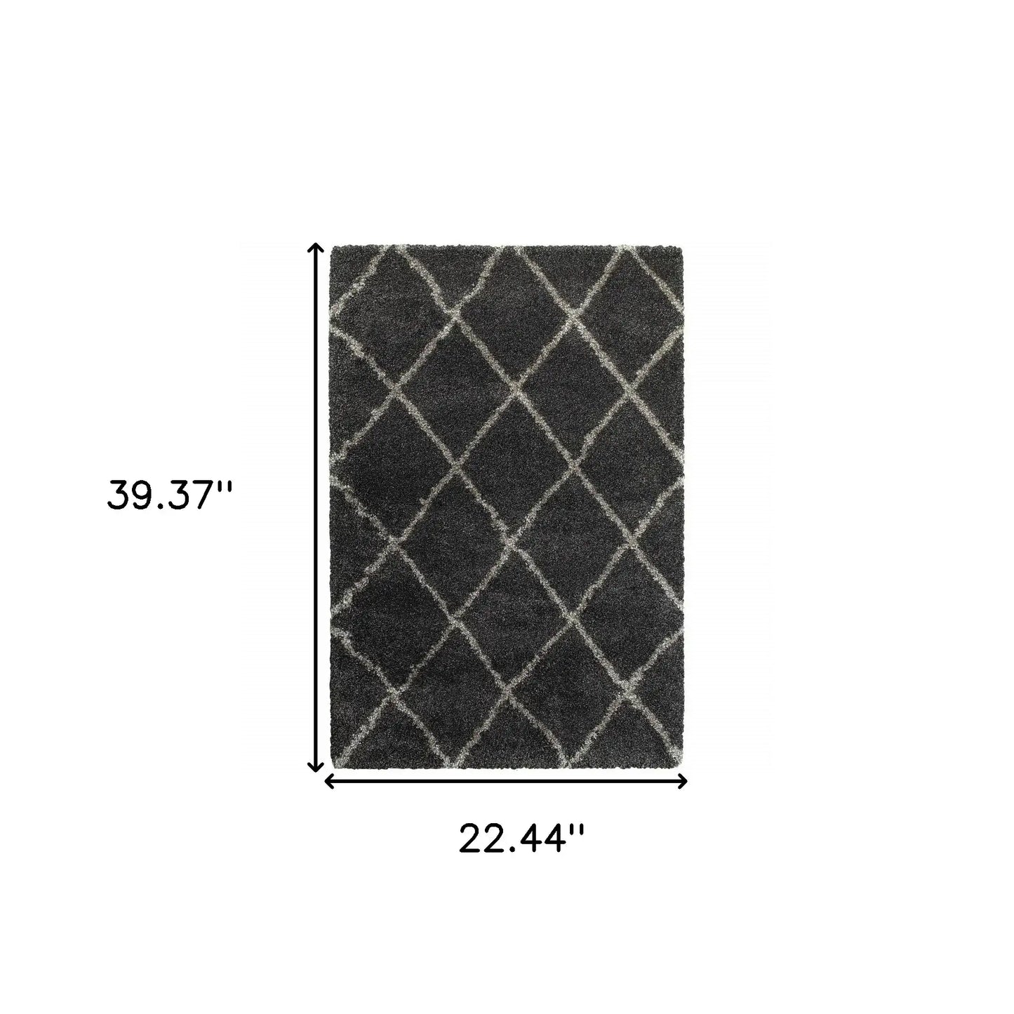 2' X 3' Charcoal And Grey Geometric Shag Power Loom Stain Resistant Area Rug - Homeroots - Flyclothing LLC