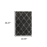 2' X 3' Charcoal And Grey Geometric Shag Power Loom Stain Resistant Area Rug - Homeroots - Flyclothing LLC
