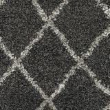 2' X 8' Charcoal And Grey Geometric Shag Power Loom Stain Resistant Runner Rug - Homeroots