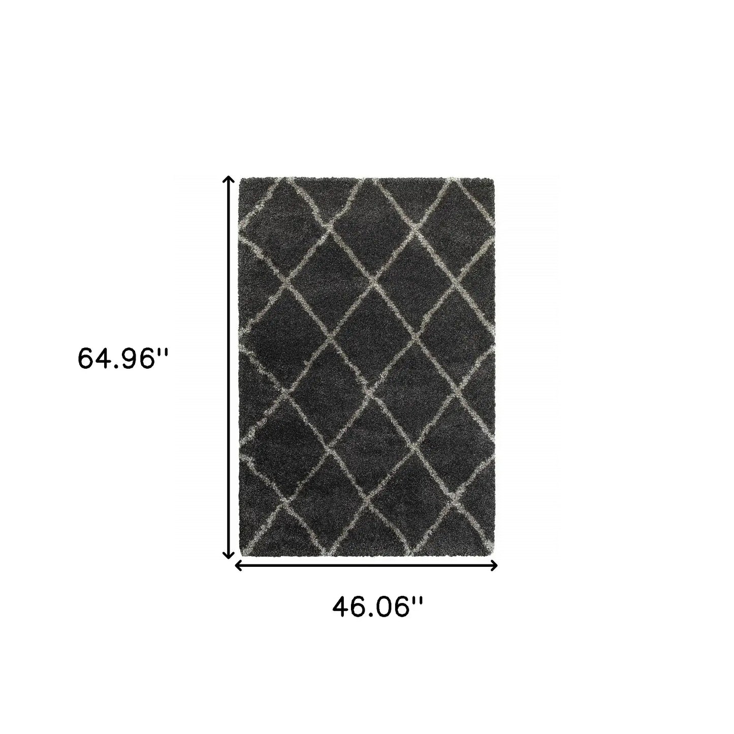 4' X 6' Charcoal And Grey Geometric Shag Power Loom Stain Resistant Area Rug - Homeroots - Flyclothing LLC