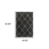 4' X 6' Charcoal And Grey Geometric Shag Power Loom Stain Resistant Area Rug - Homeroots - Flyclothing LLC