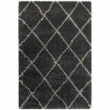5' X 8' Charcoal And Grey Geometric Shag Power Loom Stain Resistant Area Rug - Homeroots - Flyclothing LLC