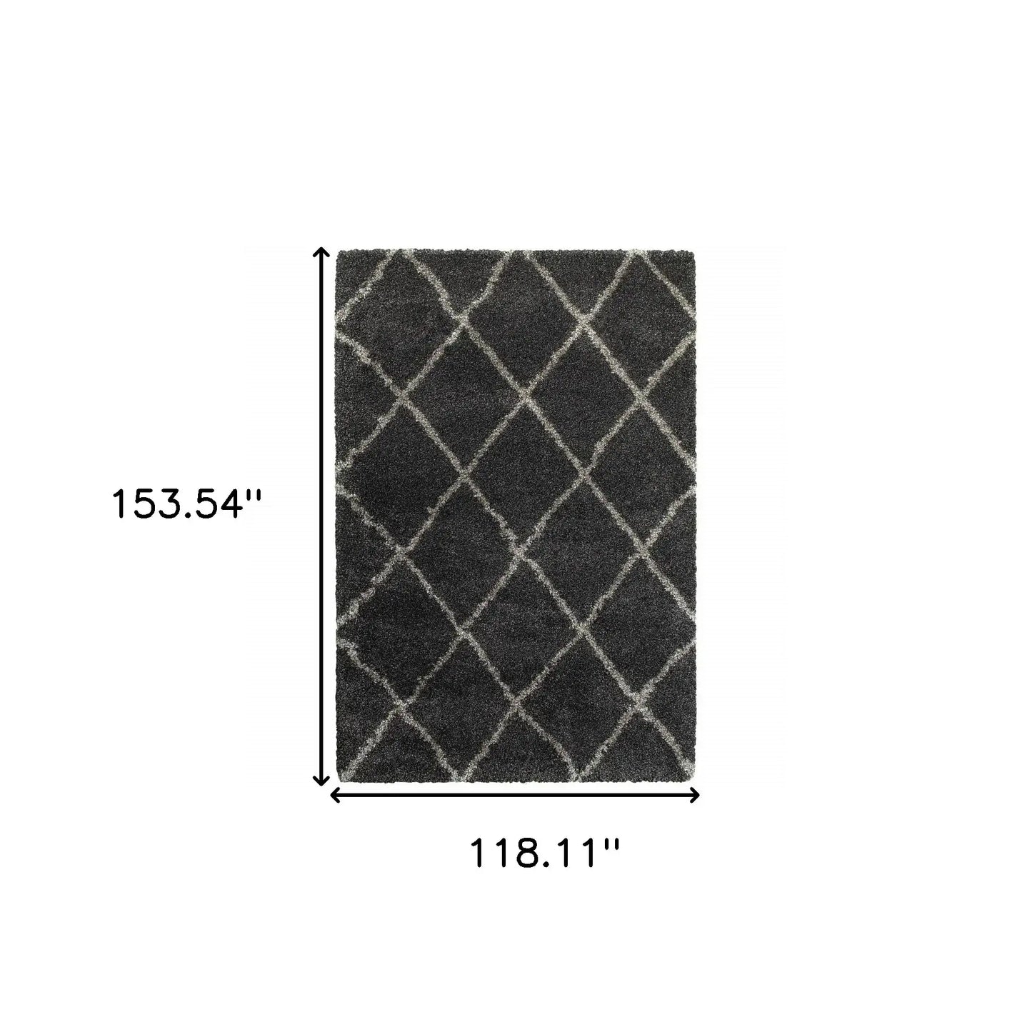10' X 13' Charcoal And Grey Geometric Shag Power Loom Stain Resistant Area Rug - Homeroots - Flyclothing LLC