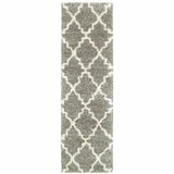 2' X 8' Grey And Ivory Geometric Shag Power Loom Stain Resistant Runner Rug - Homeroots - Flyclothing LLC