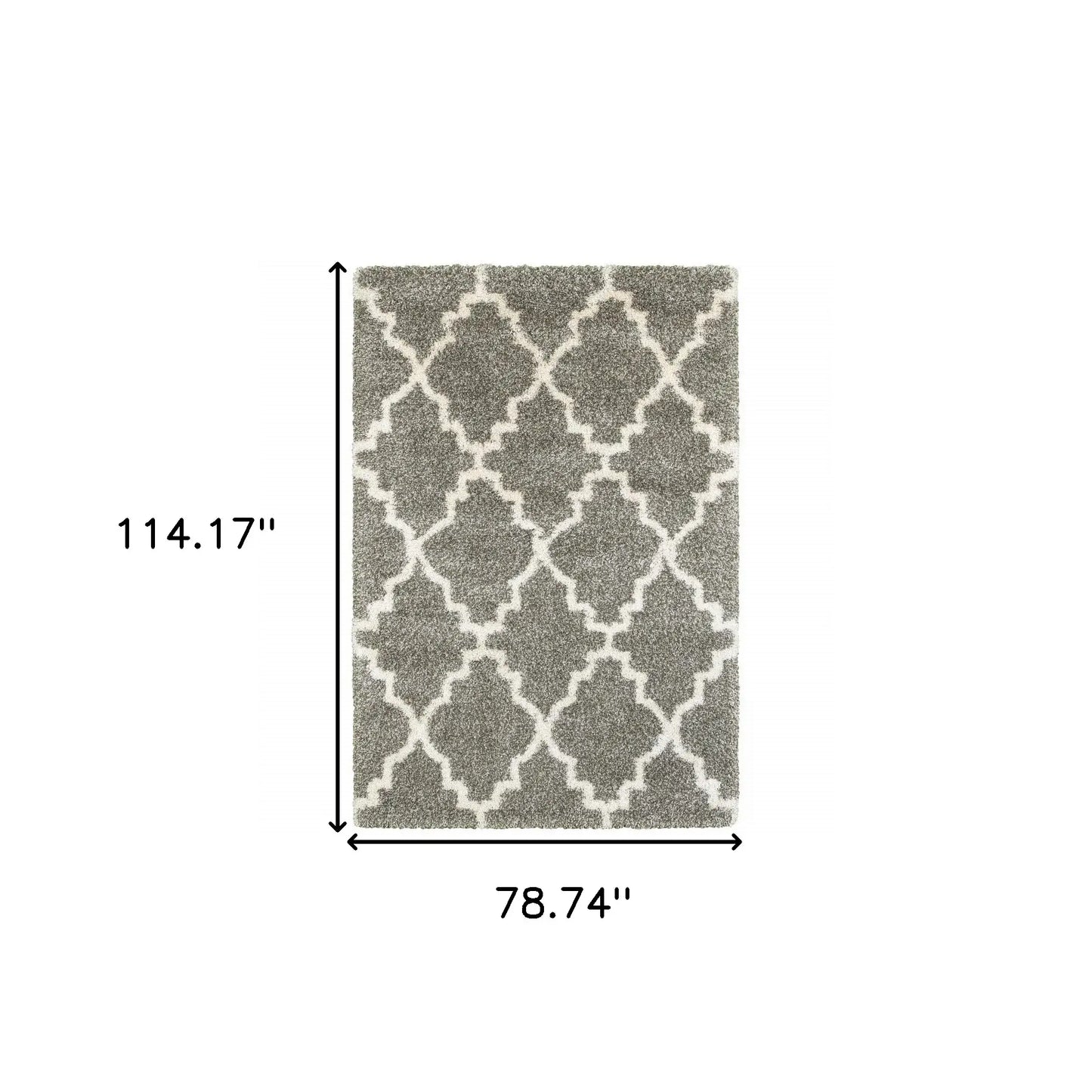 6' X 9' Grey And Ivory Geometric Shag Power Loom Stain Resistant Area Rug - Homeroots - Flyclothing LLC