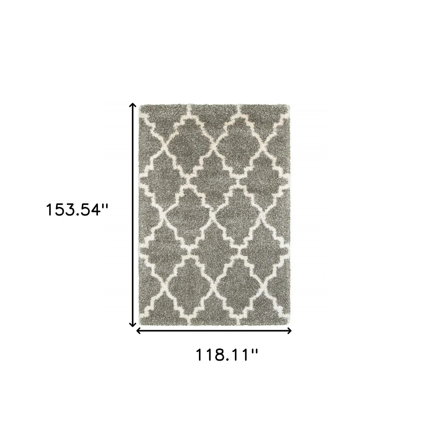 10' X 13' Grey And Ivory Geometric Shag Power Loom Stain Resistant Area Rug - Homeroots - Flyclothing LLC