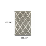 10' X 13' Grey And Ivory Geometric Shag Power Loom Stain Resistant Area Rug