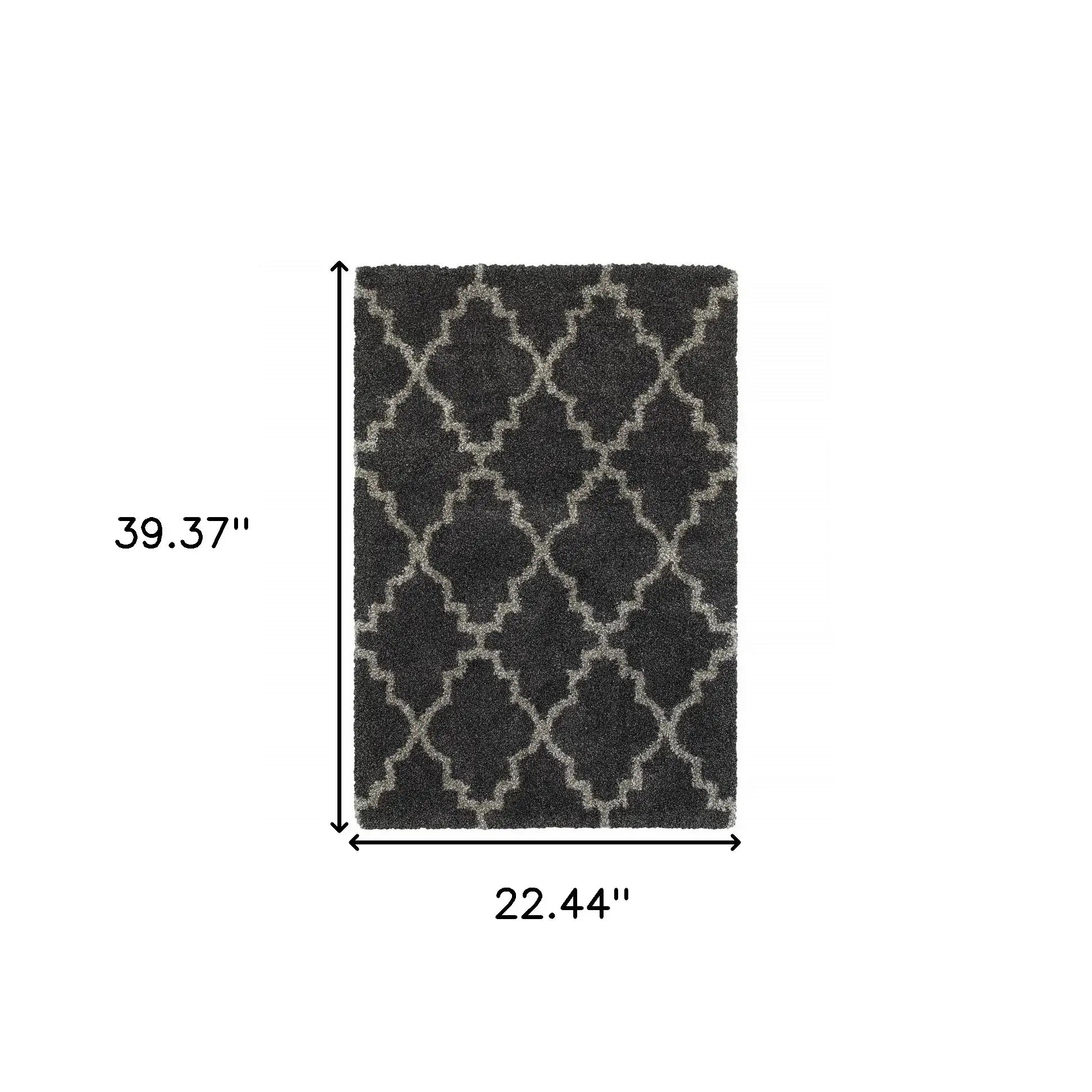 2' X 3' Charcoal And Grey Geometric Shag Power Loom Stain Resistant Area Rug - Homeroots - Flyclothing LLC