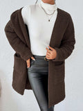 Open Front Long Sleeve Winter Coat - Trendsi - Flyclothing LLC