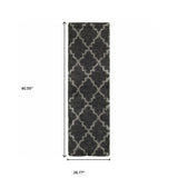 2' X 8' Charcoal And Grey Geometric Shag Power Loom Stain Resistant Runner Rug - Homeroots - Flyclothing LLC