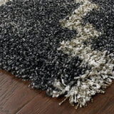 5' X 8' Charcoal And Grey Geometric Shag Power Loom Stain Resistant Area Rug - Homeroots - Flyclothing LLC