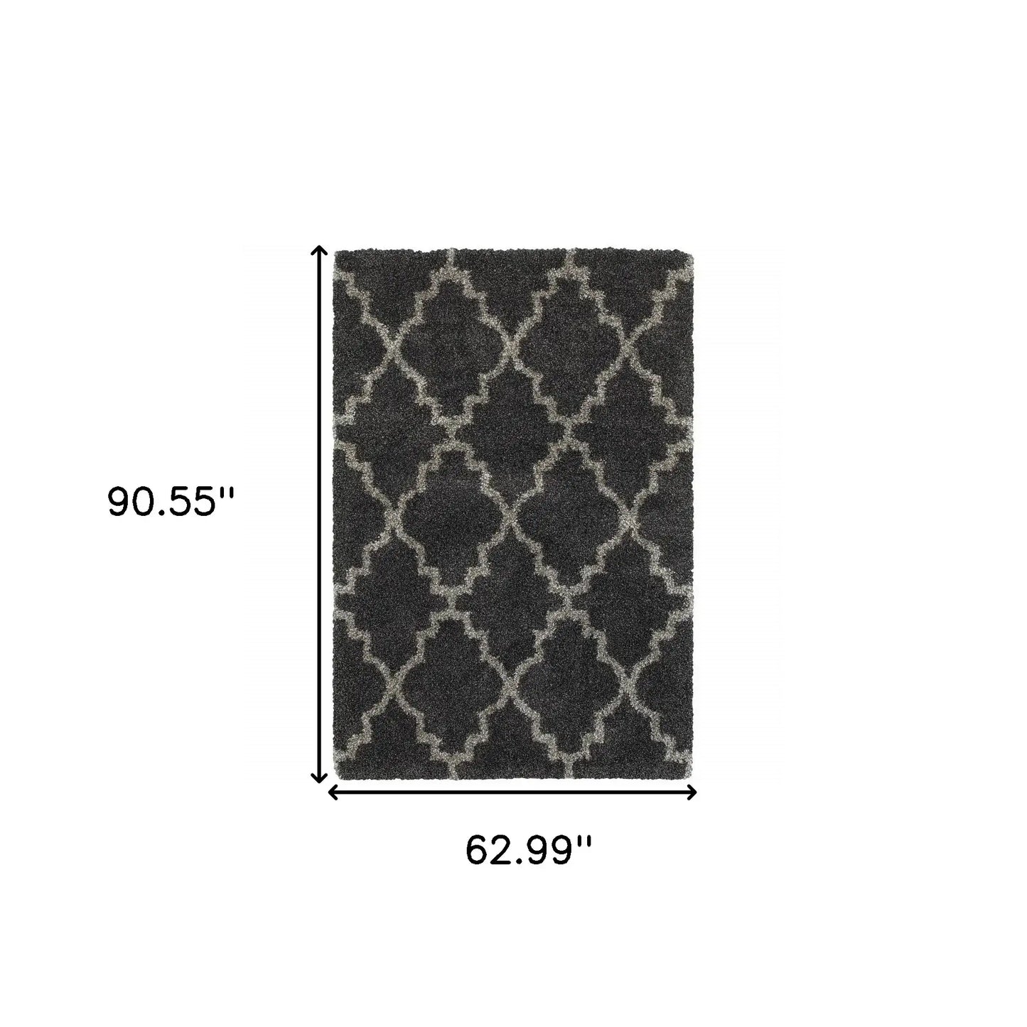 5' X 8' Charcoal And Grey Geometric Shag Power Loom Stain Resistant Area Rug - Homeroots - Flyclothing LLC