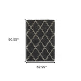 5' X 8' Charcoal And Grey Geometric Shag Power Loom Stain Resistant Area Rug - Homeroots - Flyclothing LLC