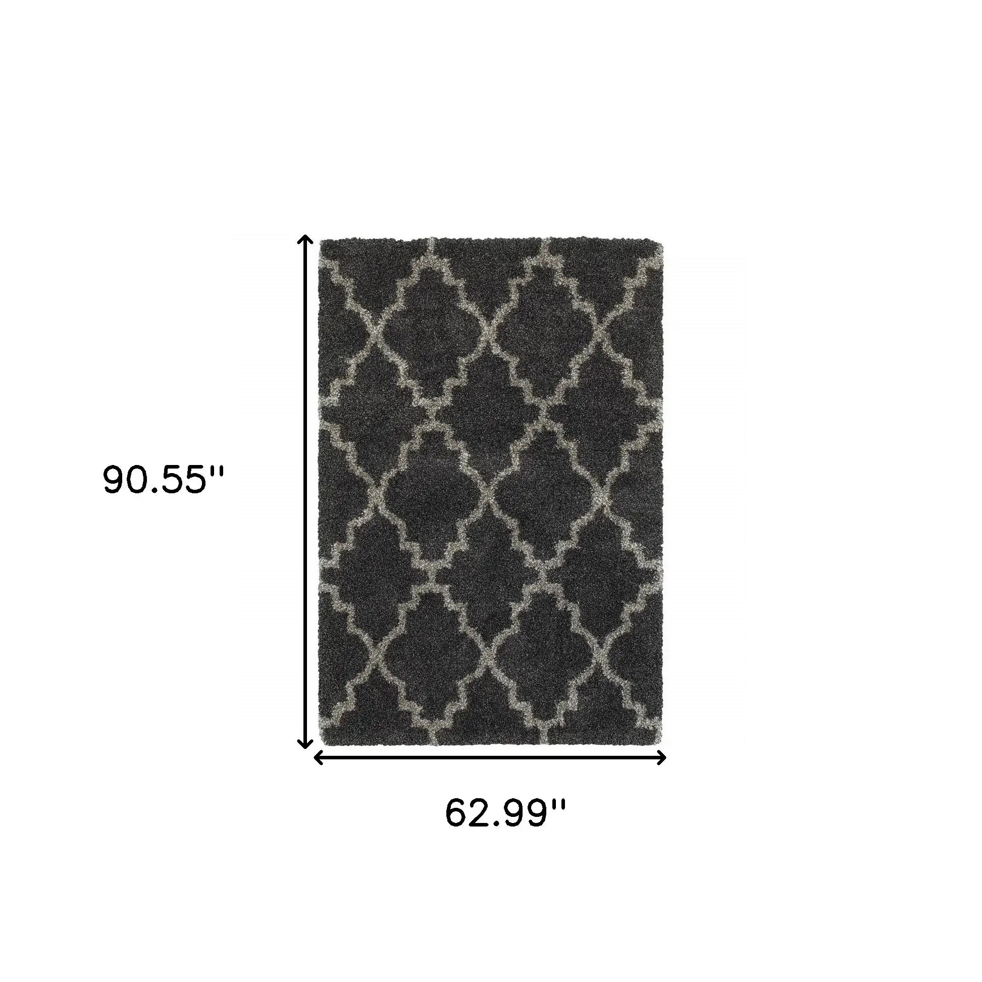 5' X 8' Charcoal And Grey Geometric Shag Power Loom Stain Resistant Area Rug - Homeroots - Flyclothing LLC